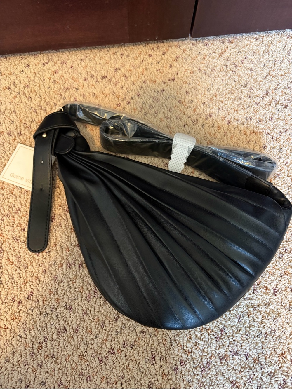 Dolce Vita Black Pleated Crossbody Hobo